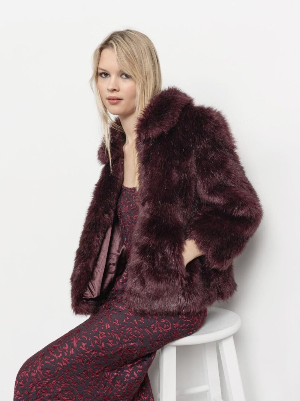 FAUX FUR Coat Jacket Small Fit Warm Vintage Miss Sixty / Xs